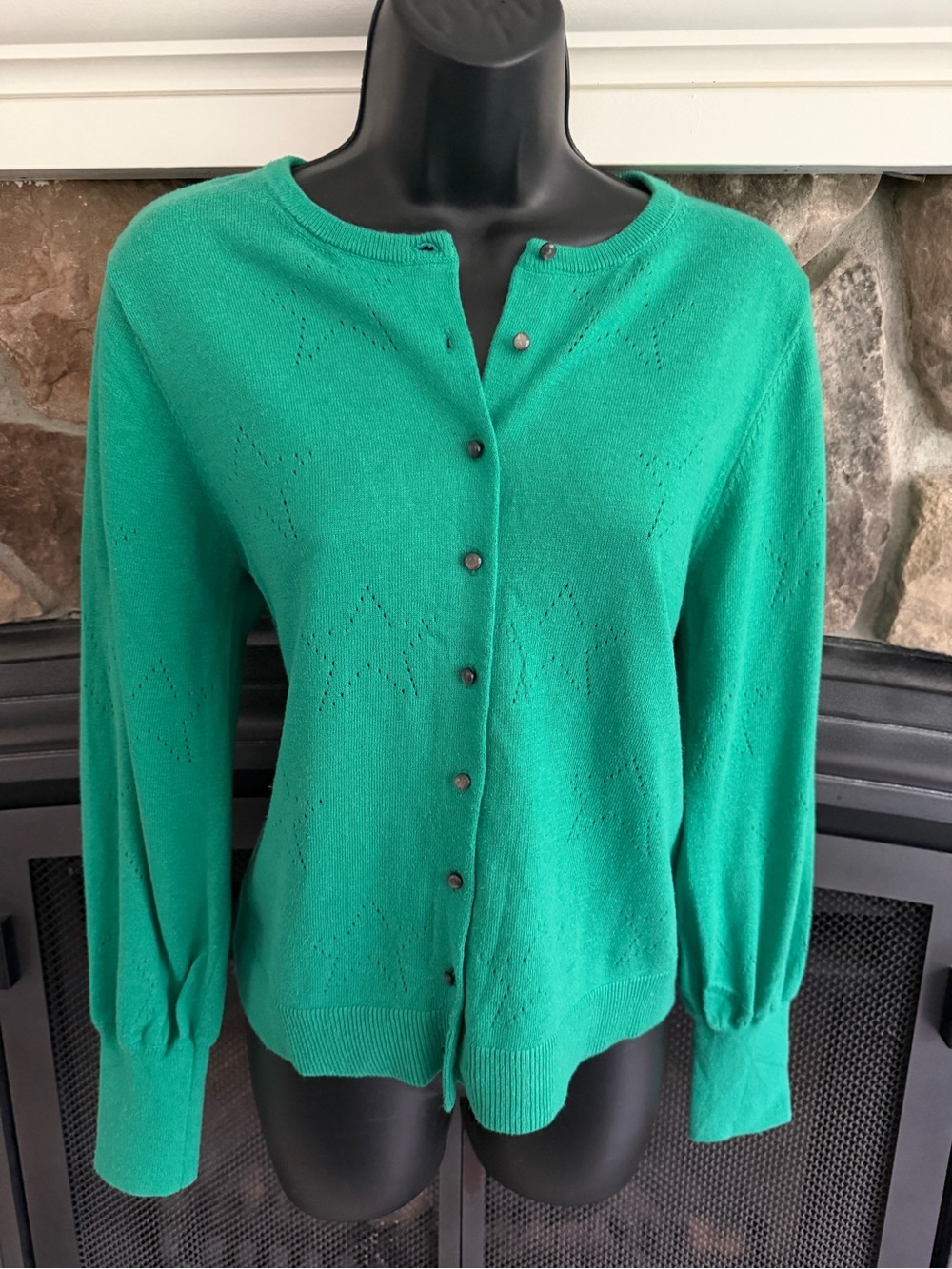 Joules Teal Green Button-Front Knit Cardigan